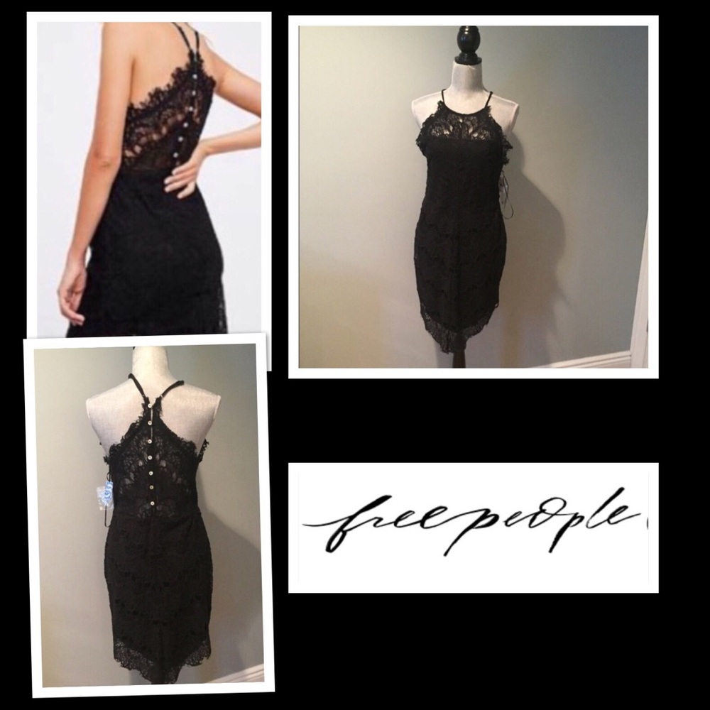 NWT- Free People button down back lace dress